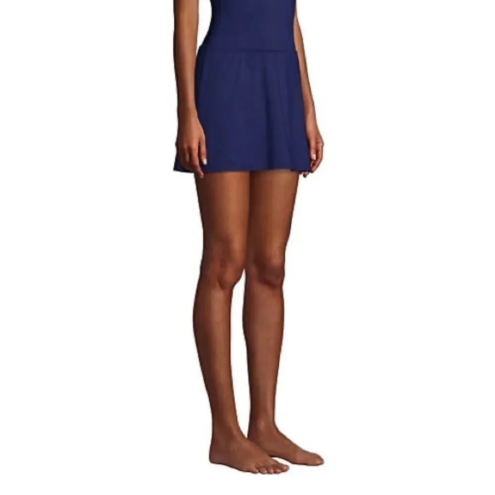 Land’s End Women's High Waisted Modest Swim Skirt Swim Bottoms • Navy • 4 • NWT